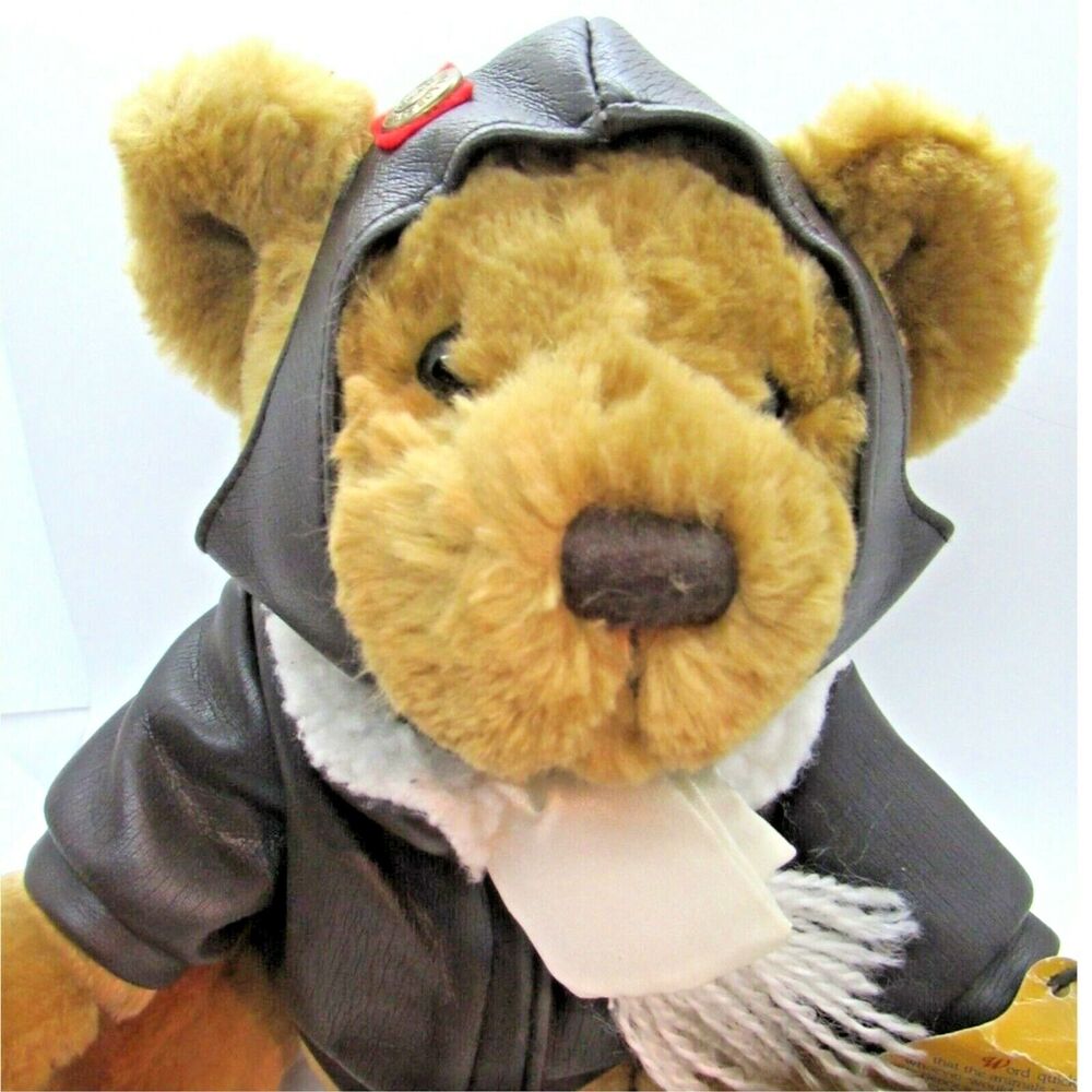 Jointed Teddy Bear By Pickford Bear Collection 11" Brown Aviation Pilot Stuffed